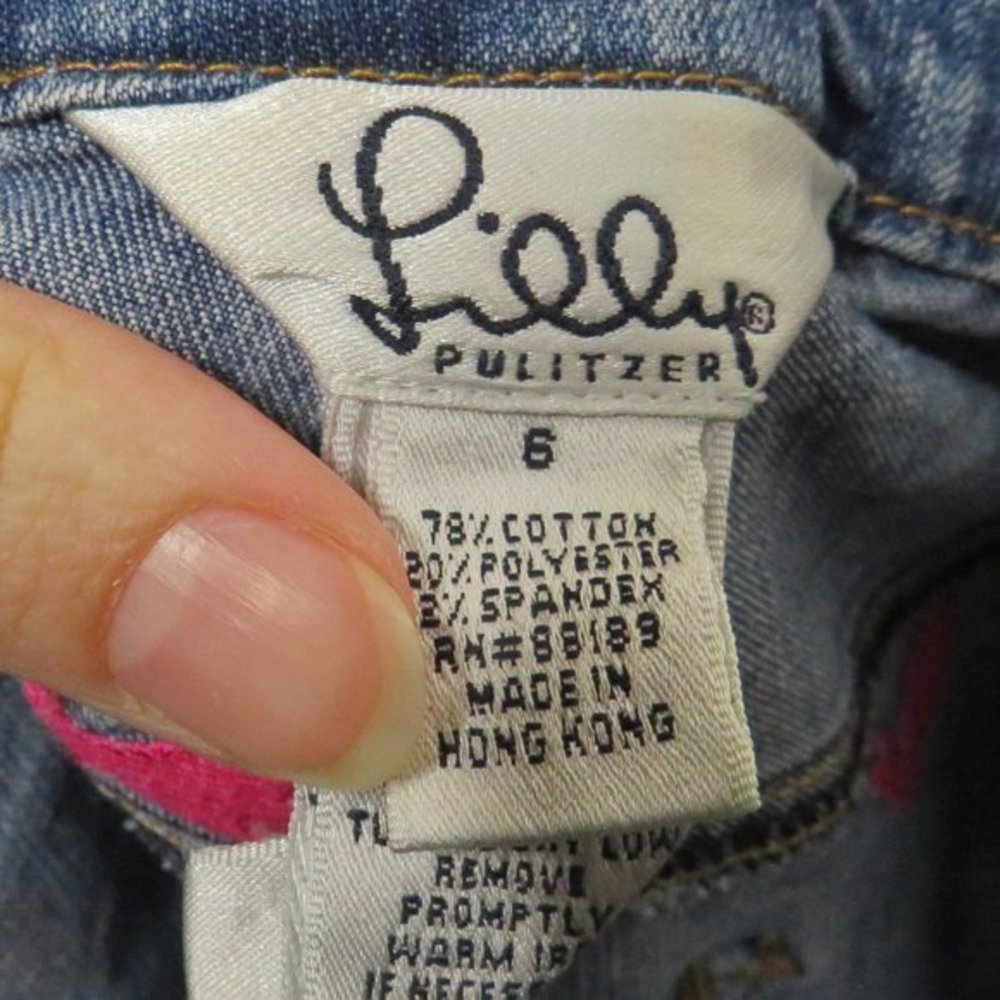 Lilly Pulitzer Denim Jeans with Pink Flamingo Print - Picture 4 of 4